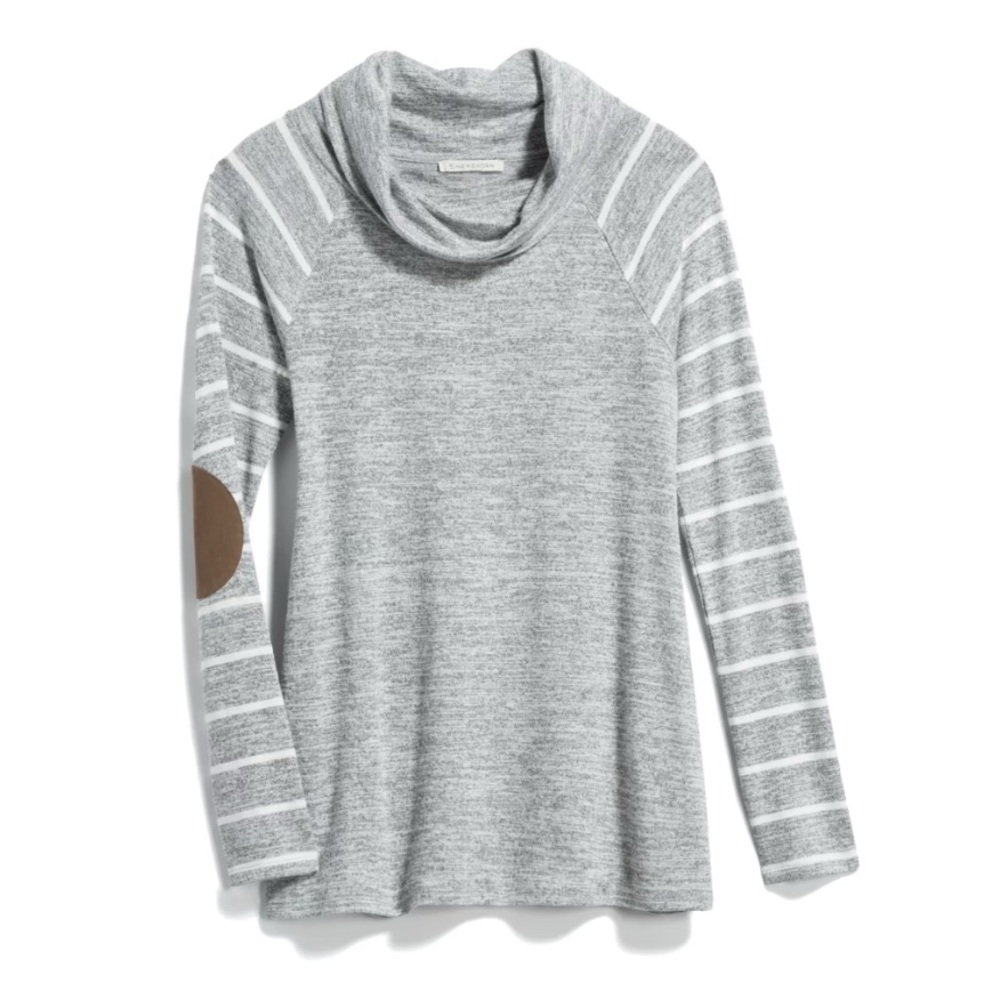 Market and Spruce Marven Cowl Neck Elbow Patch Knit Top